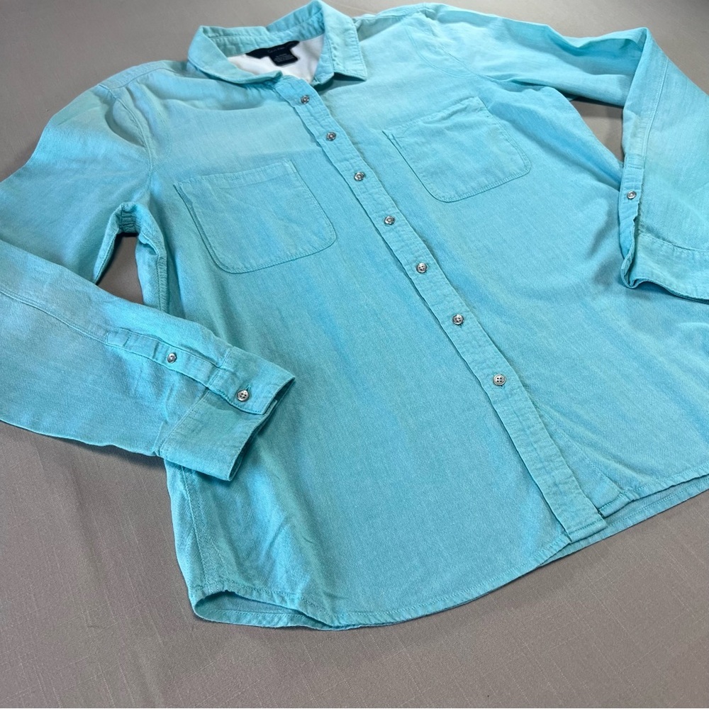 Calvin Klein Jeans Women’s XL Aqua Button-Up Shirt 100% Cotton Long Sleeve - Picture 3 of 14